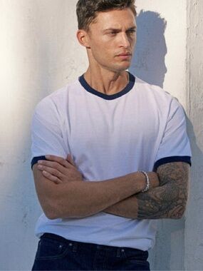 AYR The Funk Classic White Ringer Tee with Navy Trim